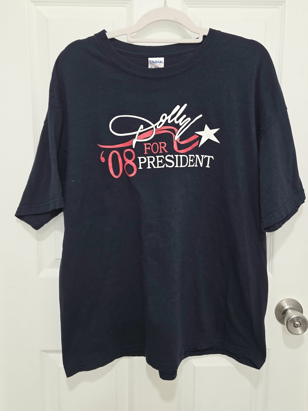 Dolly For President '08 Blue Gildan Cotton Ladies T-Shirt Tee Sz XL SEE DESCRIPT